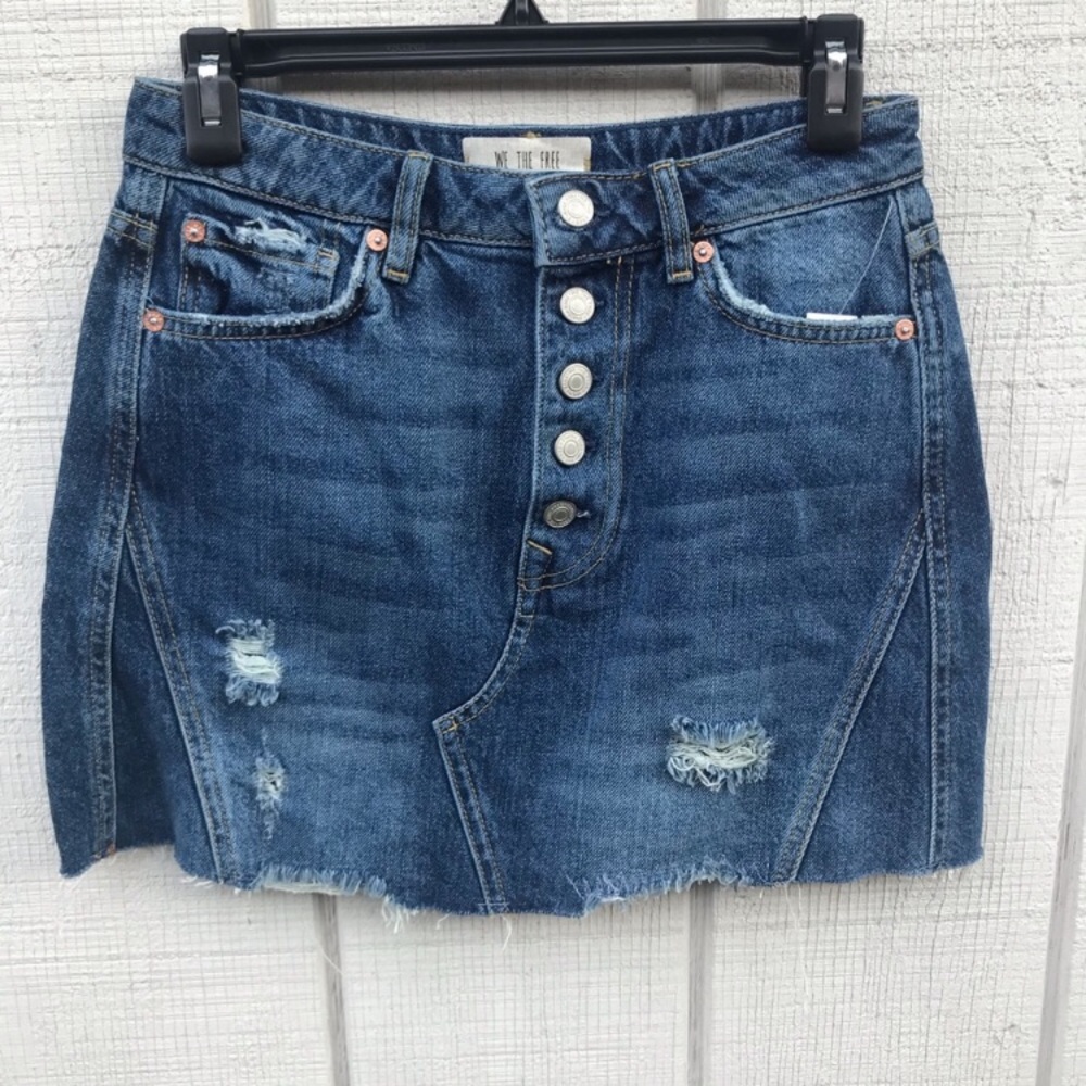 Free People denim distressed skirt